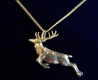 Fine English Pewter Necklace Springing Stag