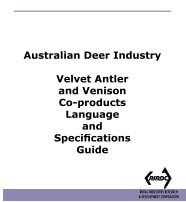 Velvet Antler Venison Co-Products Language Specifications Guide